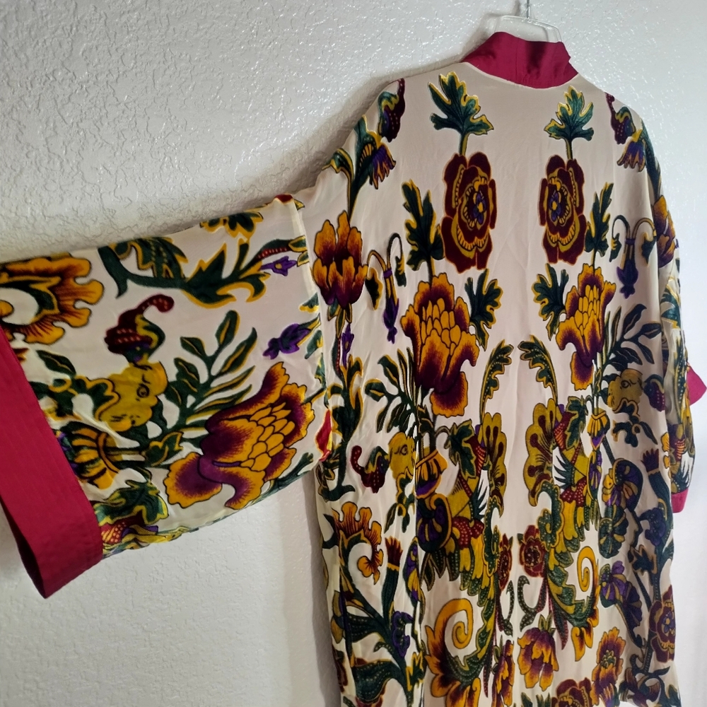 Chicos multicolor floral velvet burnout Boho kimono duster Sz L/XL - Picture 3 of 6
